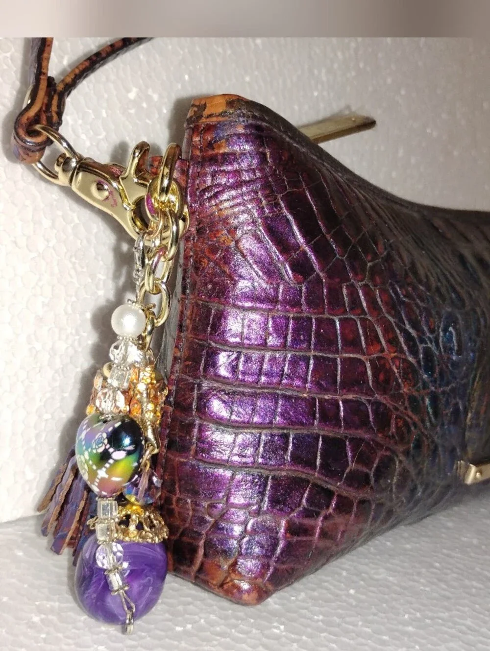 Brahmin Clutch Baguette Demi Bag Dragon Style Iridescent